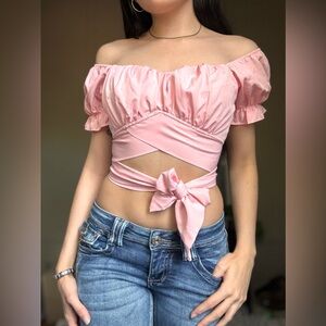 Elegant Pink Puff Sleeve Top